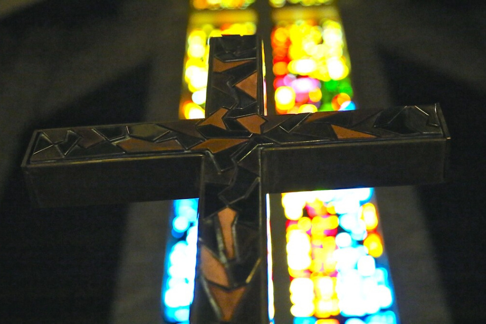 Cross and stained glass