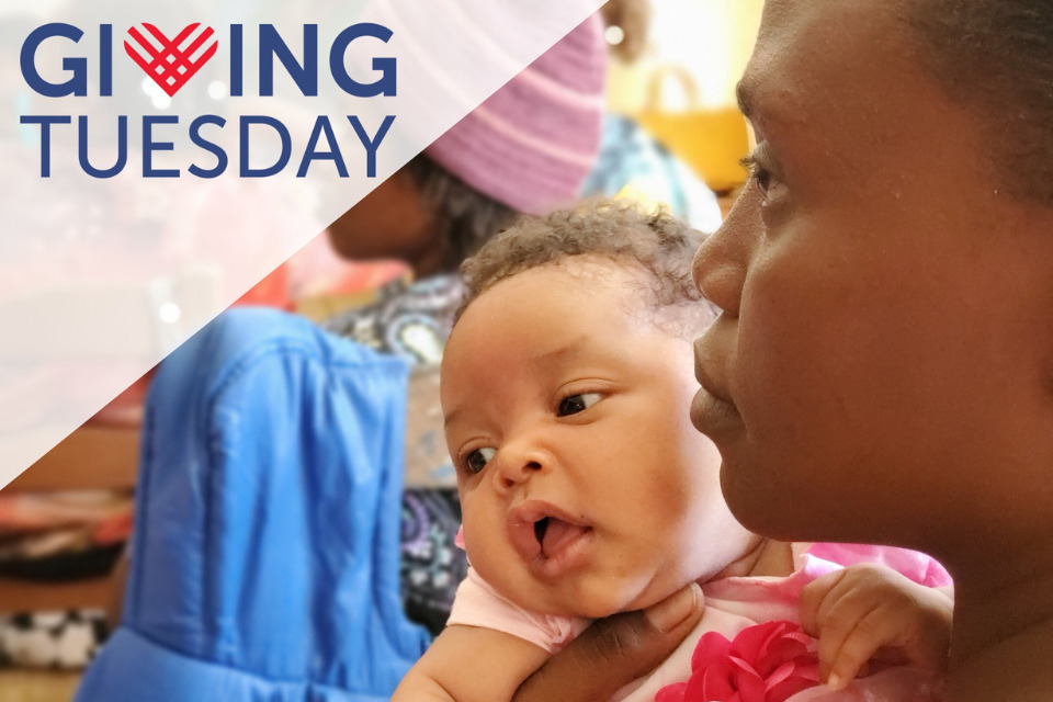 Mother and child in Giving Tuesday ad