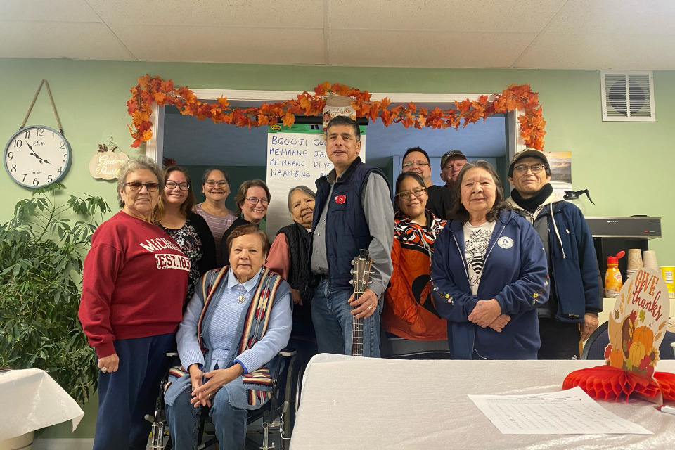 Native Americans taking a Native language class