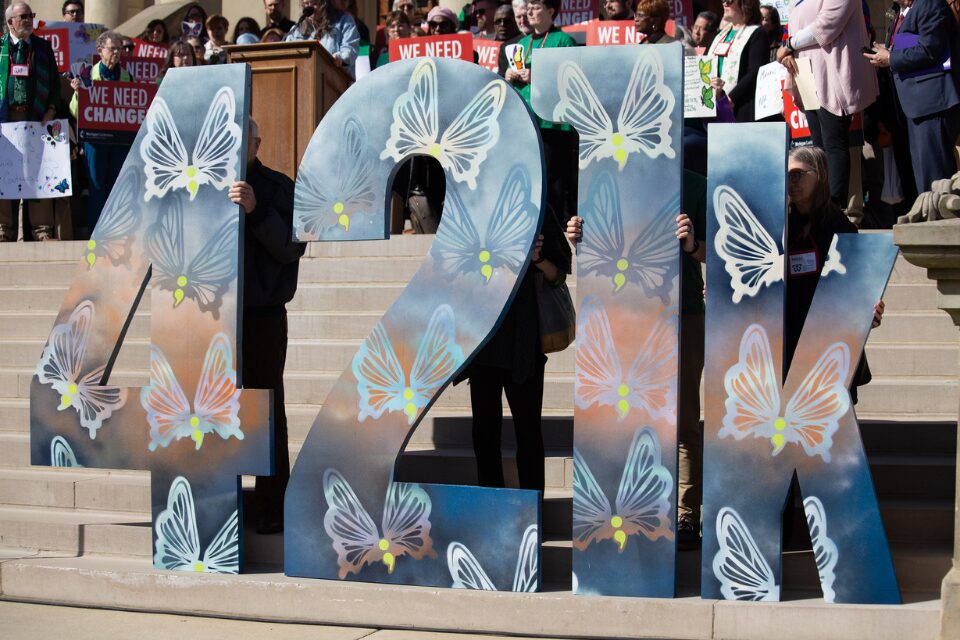 Large 421k art display on the Capitol steps