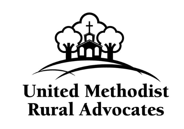 Logo with church building amid trees
