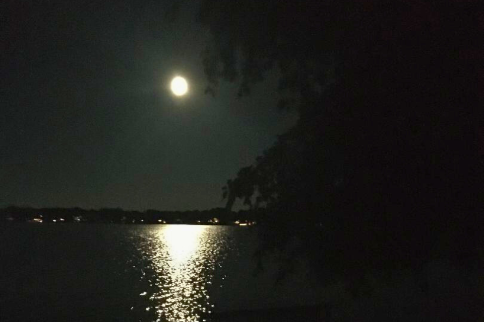 Moon shining in a lake