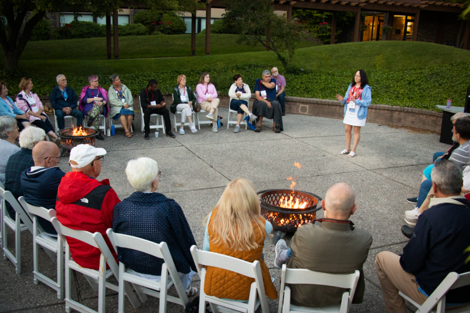 Fireside chat with group of people