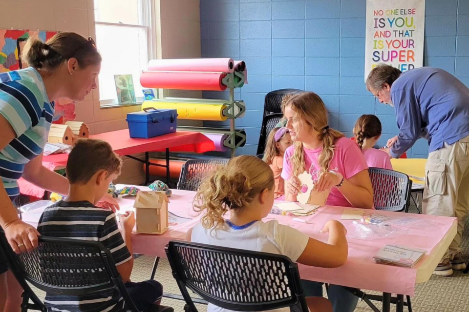 Intern working with children at a local church