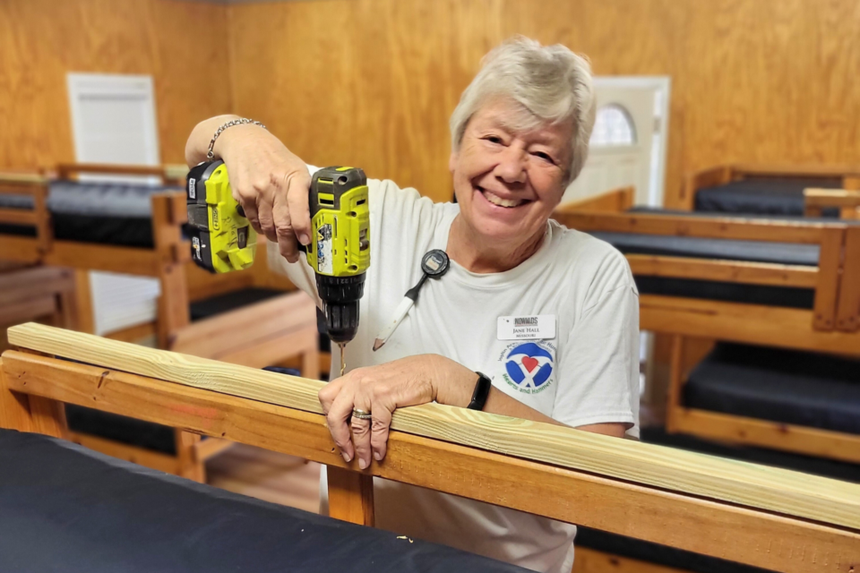 Woman using a drill