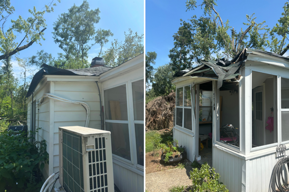 Home damaged by a tornado