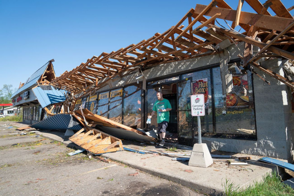 Store damaged by a tornado