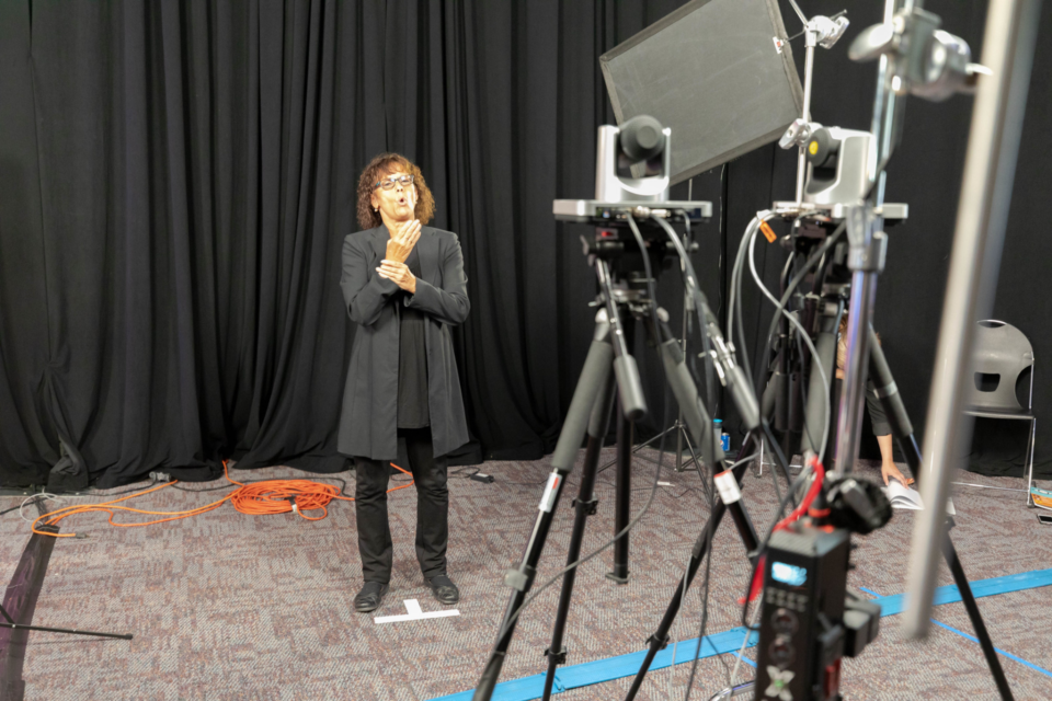 Woman speaking sign language