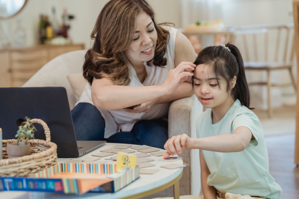 Woman with autistic daughter