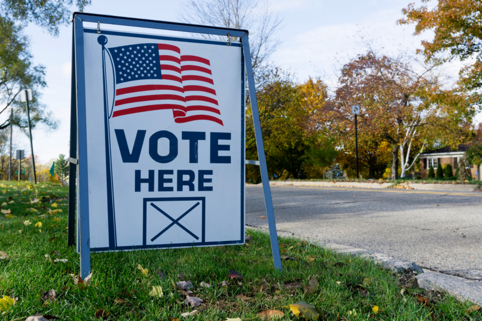 Poll station sign