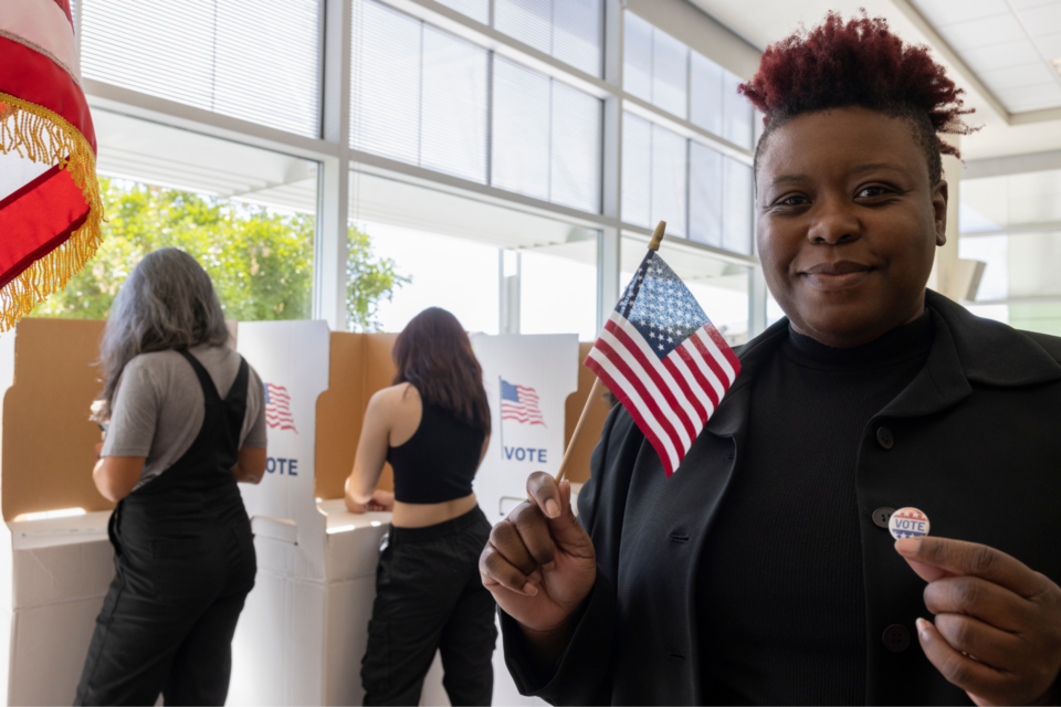 Woman voting