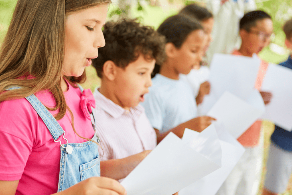 Children choir singing