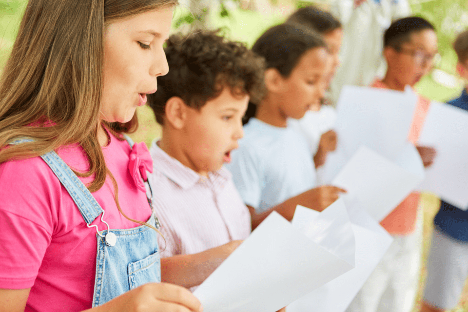 Children choir singing