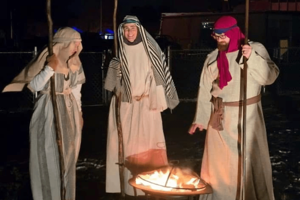 Actors dressed as shepherds