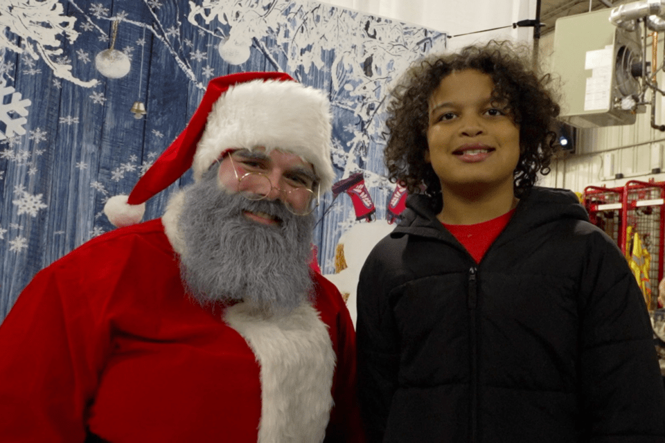 Santa Claus and a child