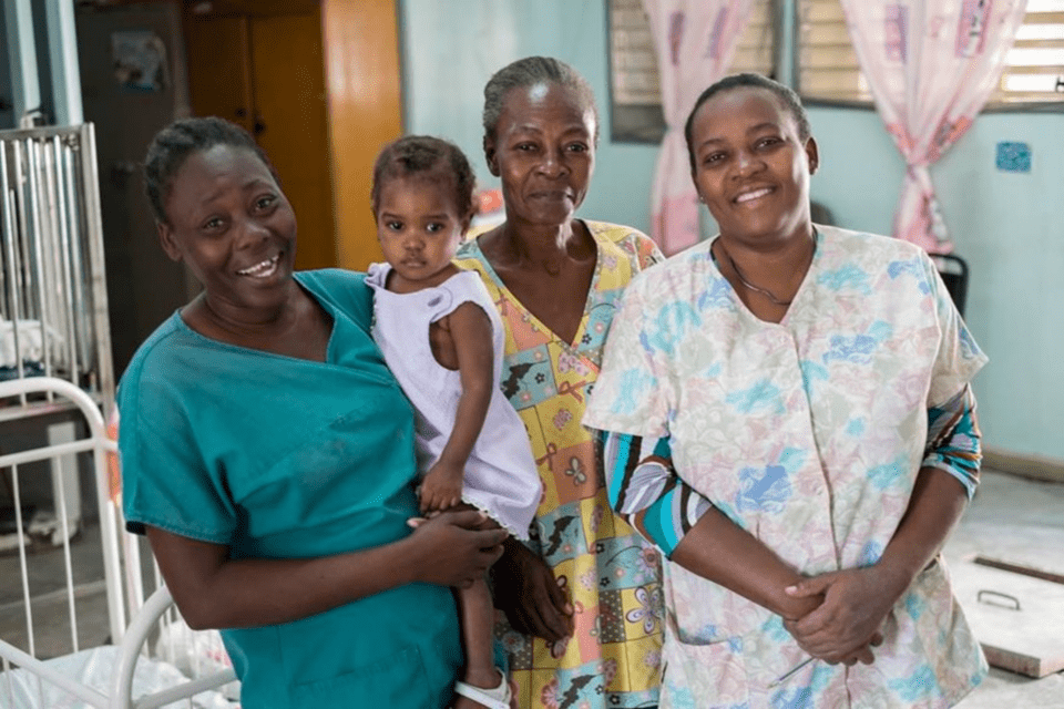 Staff at a children's hospital in Haiti