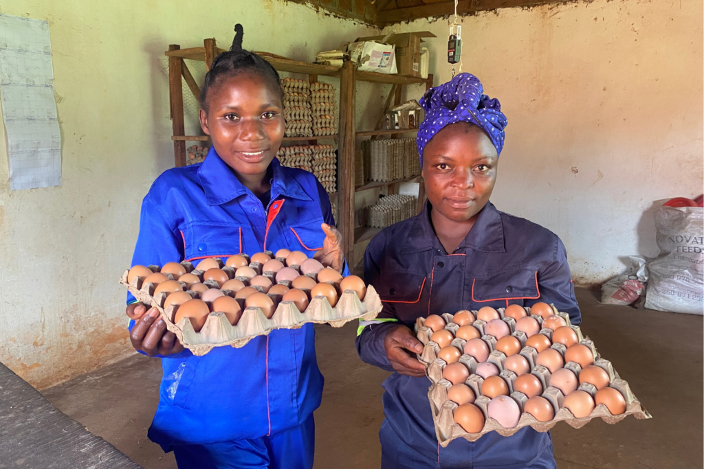 Women holding eggs