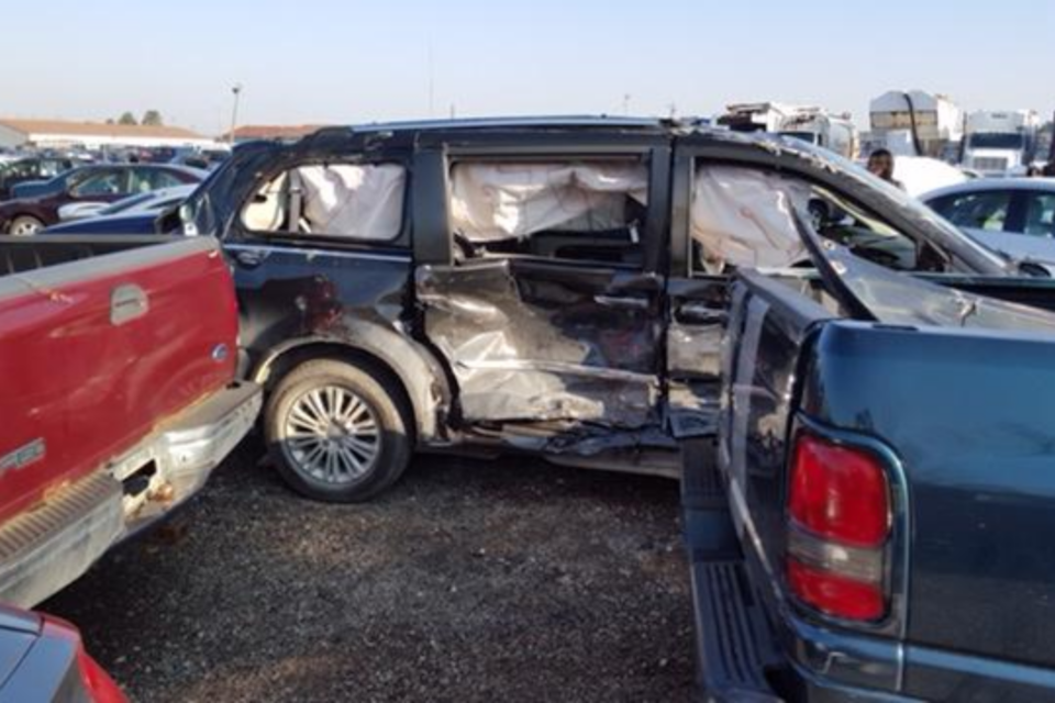 Van hit by truck