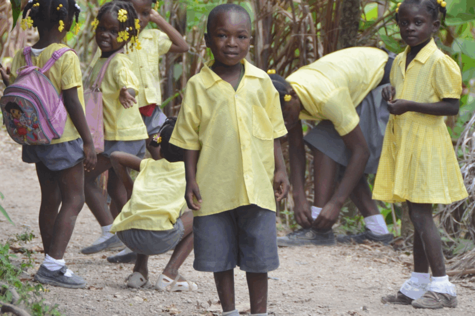 Children at a school in Haiti