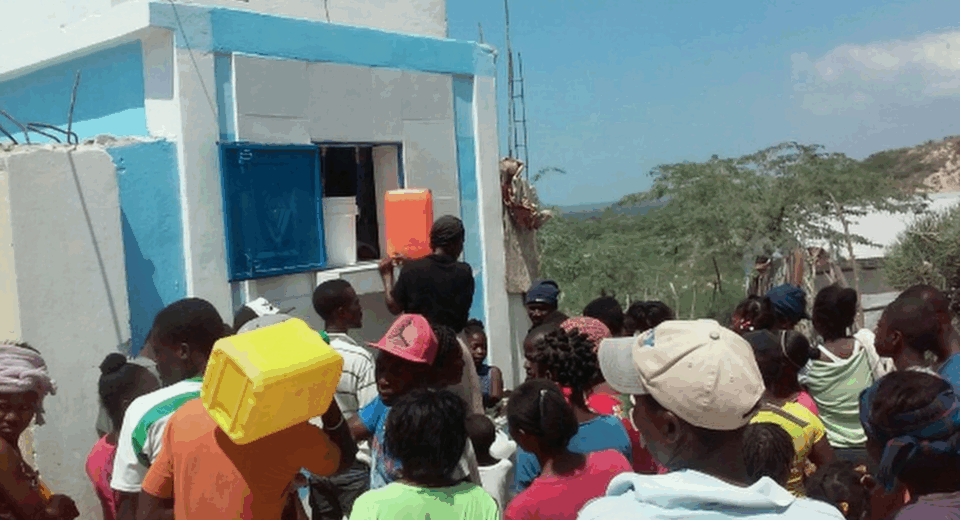 People receiving clean water
