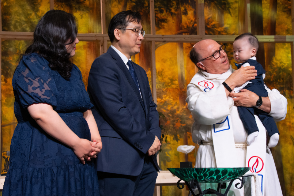 Child being baptized