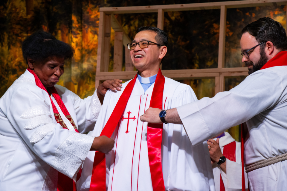 Man being ordained.
