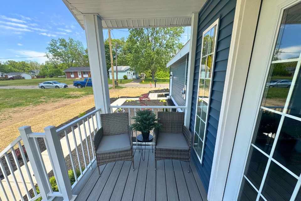 Front porch of a new home in Battle Creek