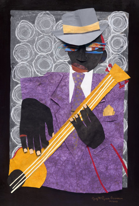 Art of man playing a stringed instrument