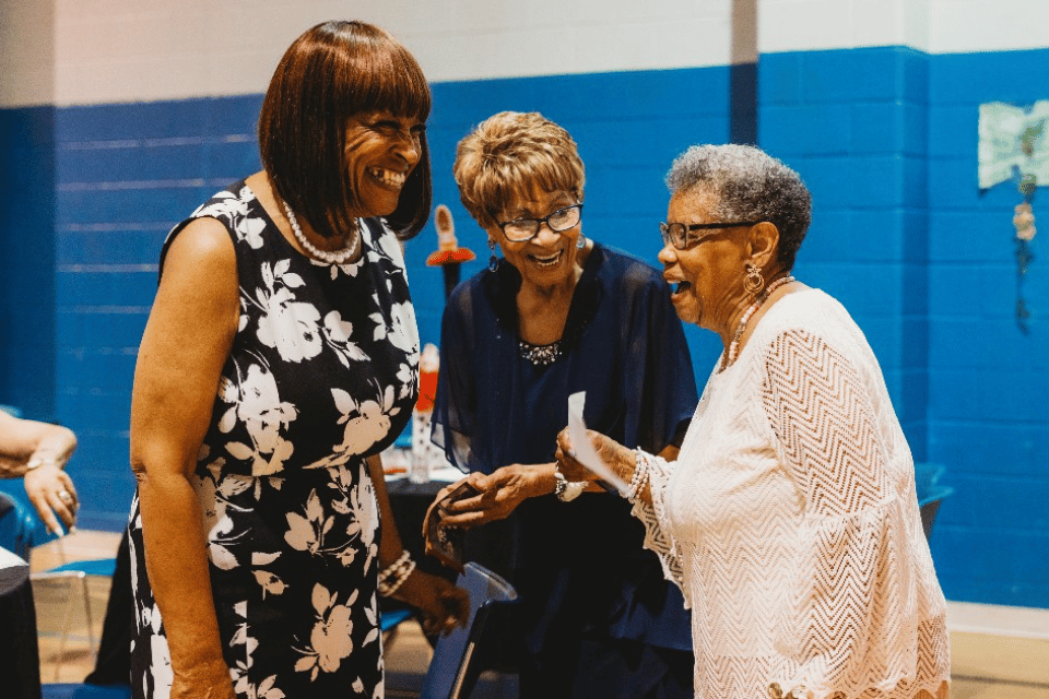 Older adults at a dance event