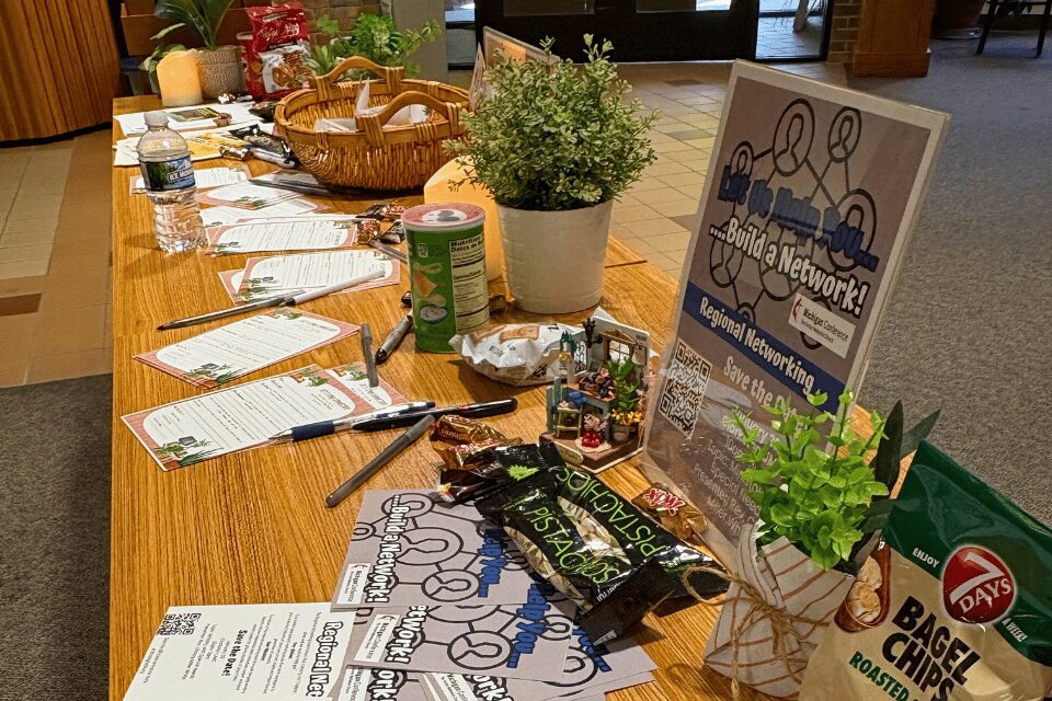 Signs on a table