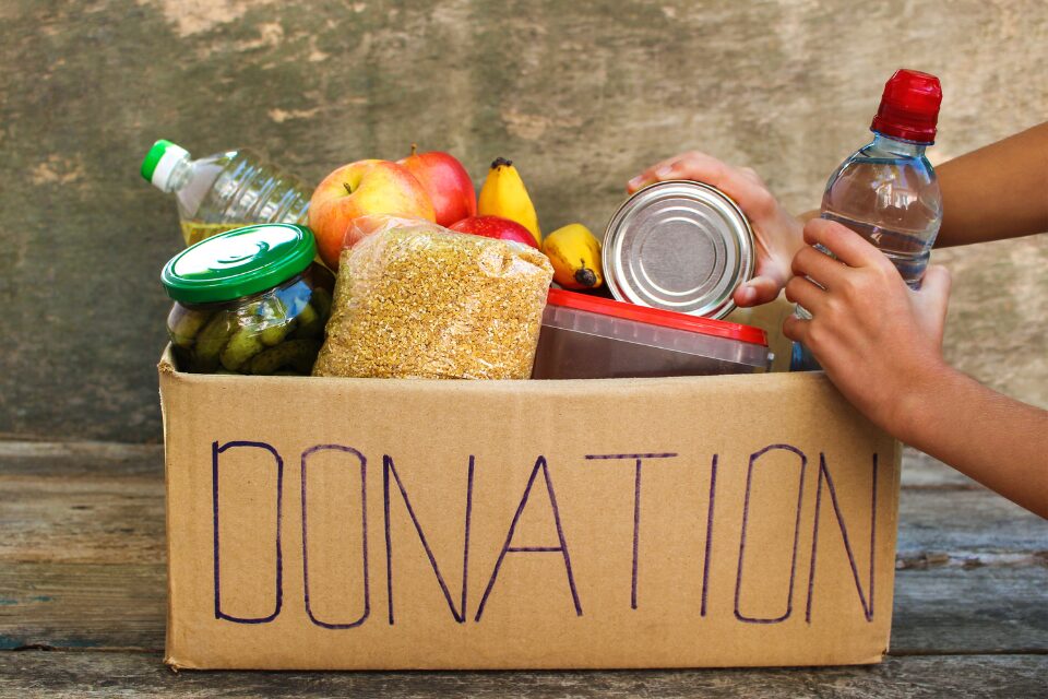 Box of donations to a food pantry