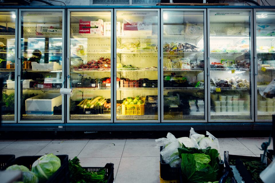Refrigerated coolers with food