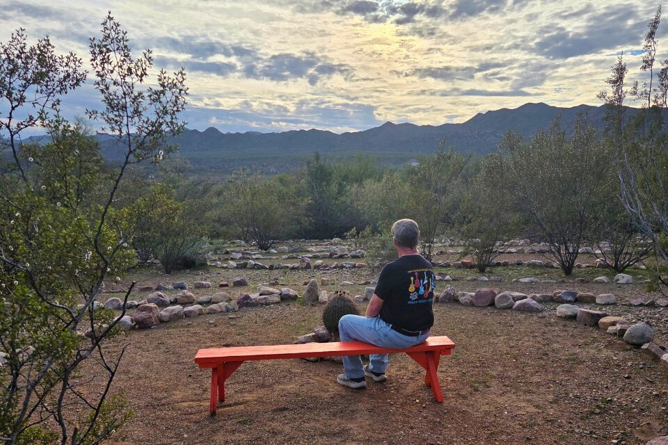 Person watching sunset