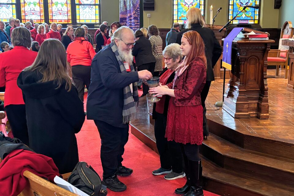 People receiving communion