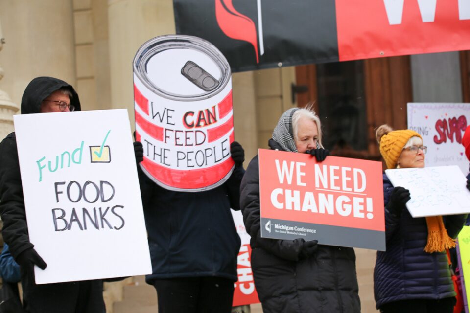 United Methodists at a rally in Lansing