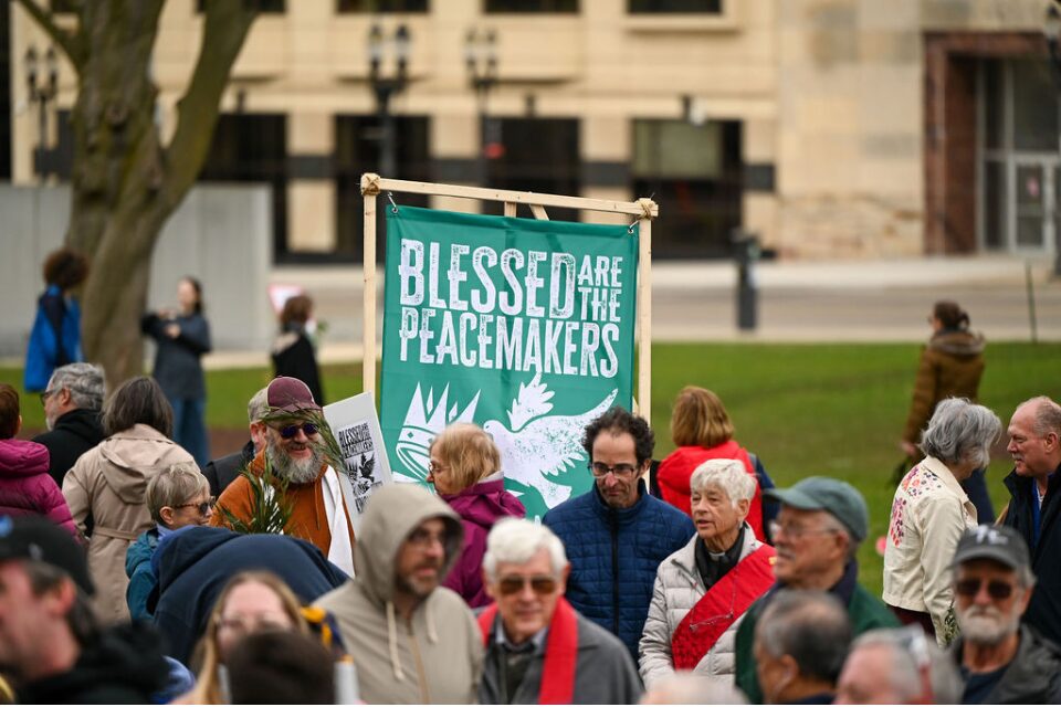 Marchers holding signs