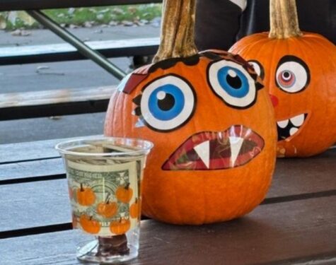 Pumpkins decorated for Halloween