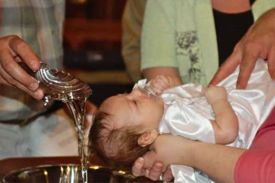 Child being baptized