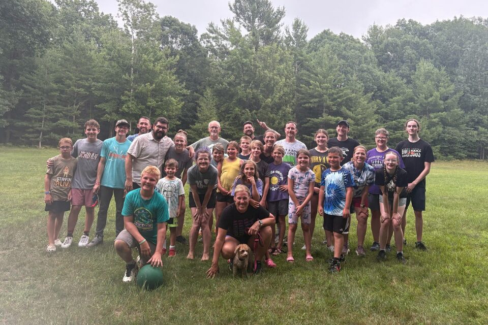 Kickball team at church camp
