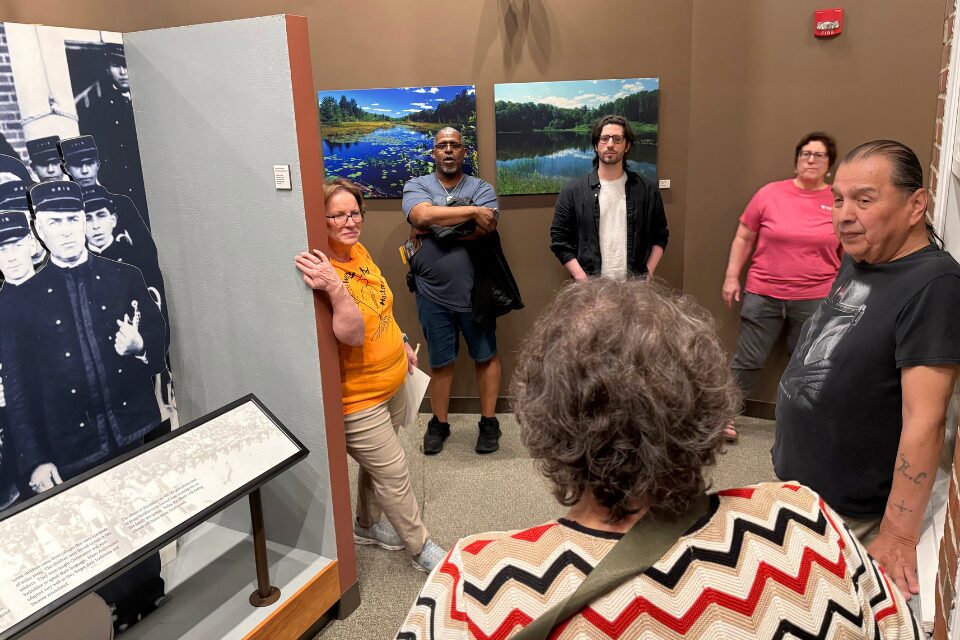 Museum guide gives talk to guests