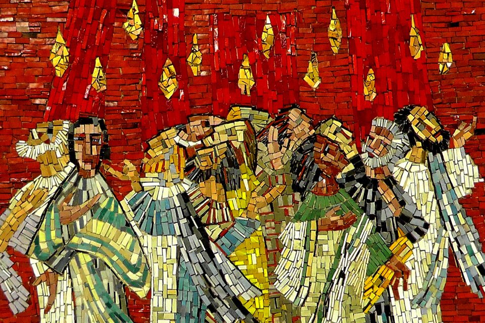 Stained glass of Pentecost
