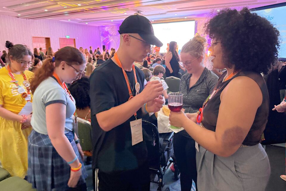 Young people taking communion