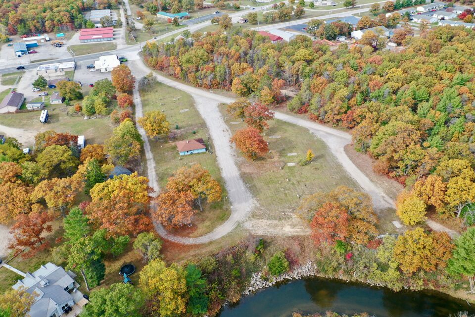 Aerial shot of vacant property