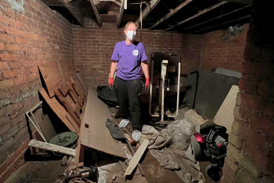 Cleaning out a basement after a flood