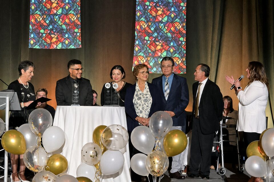 Church members receiving an award