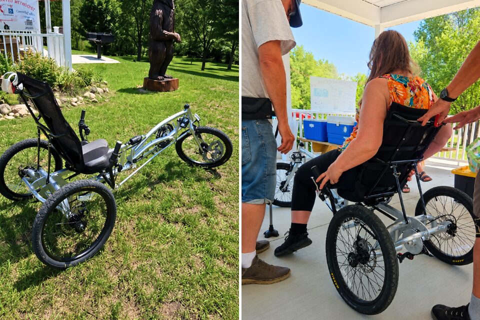 Woman in specialty bike
