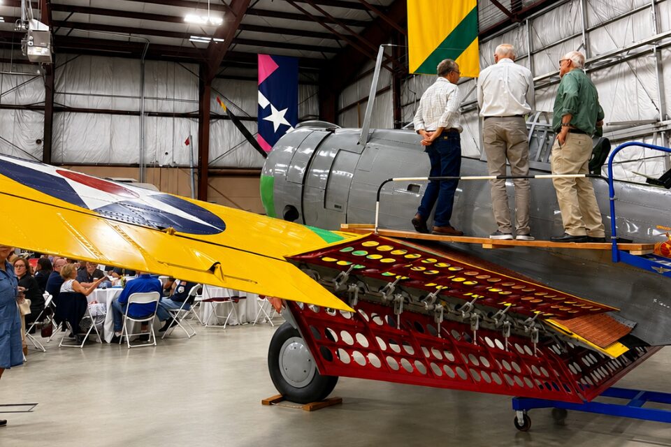 Back of the plane in hanger