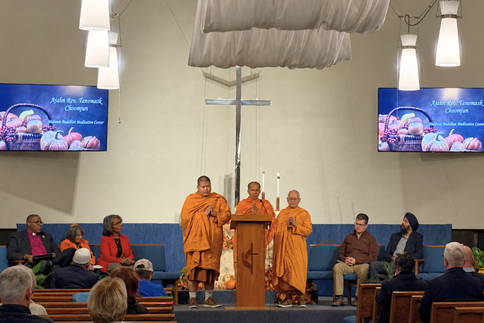Buddhists speaking at interfaith worship service