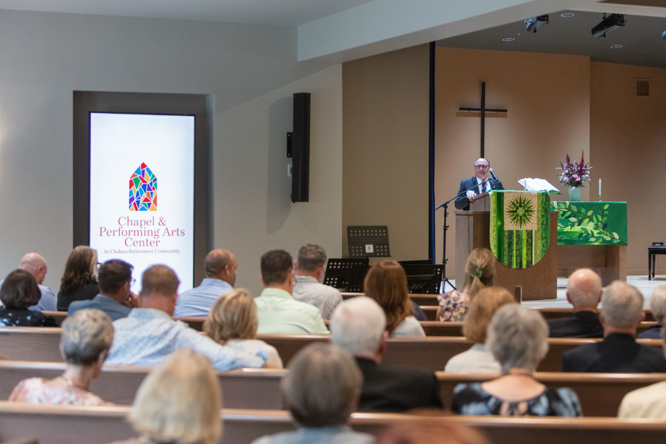 Bishop speaking at dedication event