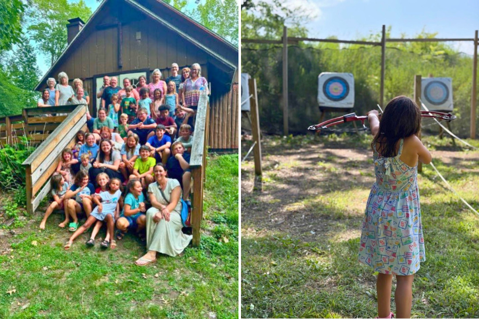 Kids and grandparents at camp